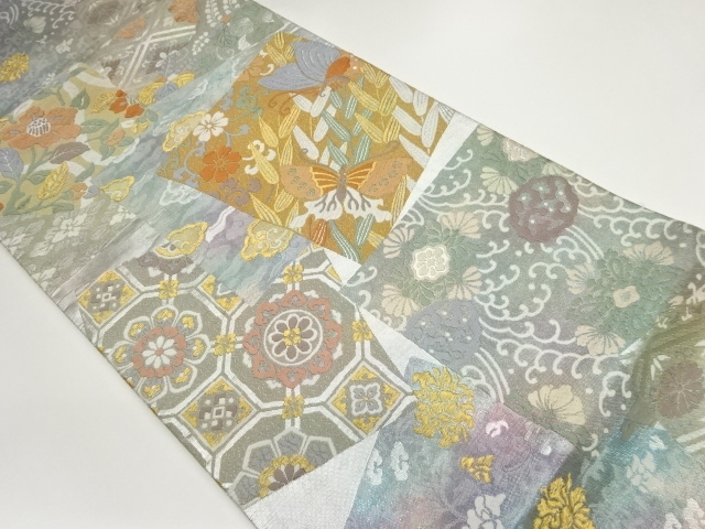 JAPANESE FUKURO OBI / WOVEN FLOWER ARABESQUE